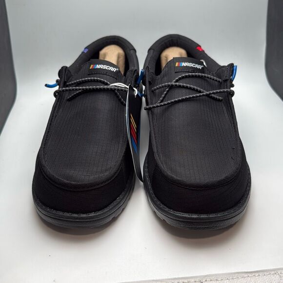 HEYDUDE NASCAR Wally MENS SIZE 10 Black Shoes NEW With Box - Picture 2 of 7